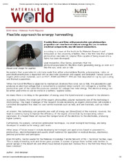 Materials World: “Flexible approach to energy harvesting”