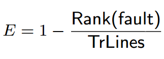 E = 1 - Rank(fault)/TrLines